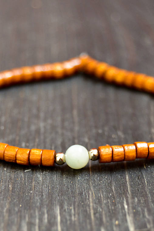 Náramky - Wooden bracelet & amazonit - 9415848_