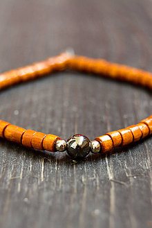 Náramky - Wooden bracelet & hematit - 9415718_