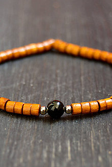 Náramky - Wooden bracelet & ónyx - 9415761_