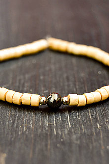 Náramky - Wooden bracelet & hematit - 9415834_
