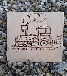 Hračky - Vypalované drevené kartičky pre deti "Dedove obrázky" (Vláčik) - 9415356_