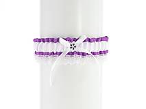 Spodná bielizeň - Podväzok fialový saténový s čipkou pre nevestu 07CA (Fialová) - 9419111_