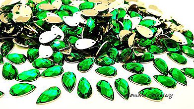 Galantéria - Ozdobné kamienky našívacie 8 x 13 mm - Zelené - 9424658_