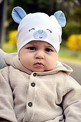 Detské čiapky - Pružná čiapka medvedík-rôzne farby - 9423033_
