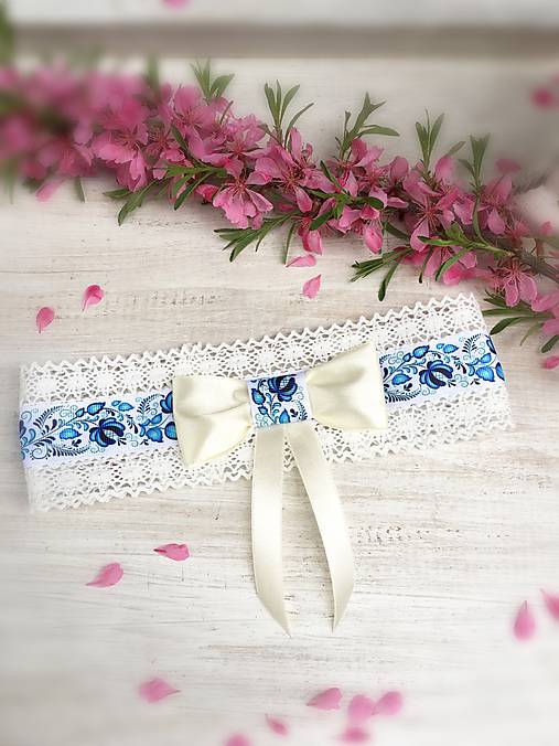 Spodná bielizeň - Svadobný podväzok  - 9427606_