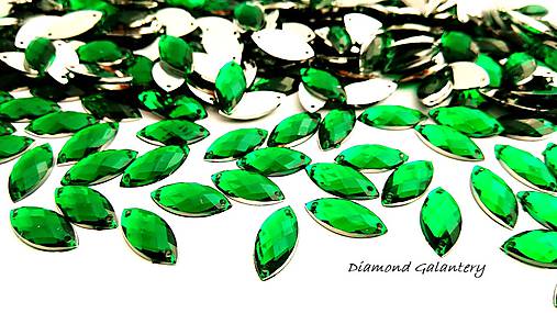 Galantéria -  	Našívacie kamienky 7 x 15 mm - zelené - 9430504_