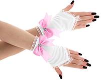 Rukavice - Dámské svadobné biele rukavice, spoločenské rukavičky 07E (Ružová) - 9432673_