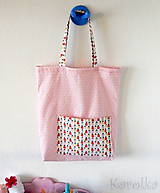 Detská nákupná taška - Ružová s domčekmi (1)