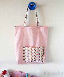 Detské tašky - Detská nákupná taška - Ružová s domčekmi (1) - 9433194_
