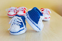 Detské topánky - Štrikované papučky (Modrá) - 9439302_