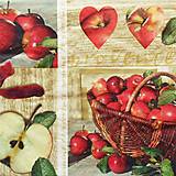 Papier - S1191 - Servítky - jablko, jabĺčko, apple, košík, srdce, srdiečko - 9440487_
