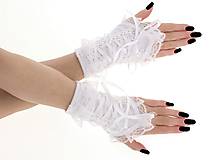 Rukavice - Dámské biele rukavičky s korzetovým šnurovaním 1320M - 9439721_