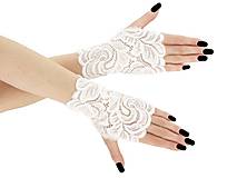 Rukavice - Dámské svadobné ivory čipkové rukavice 01BA1 - 9439727_
