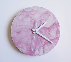 Hodiny - Ručne vyrobené nástenné hodiny – Pink marble mini - 9447448_