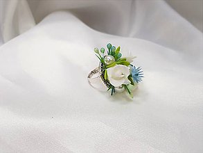 Prstene - Romantický prstienok modro - biely - 9449164_