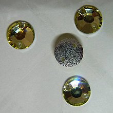Iný materiál - 10mm našívacie kamienky kruh plochý povrch 8hran (žlté zúžený stred) - 9451064_