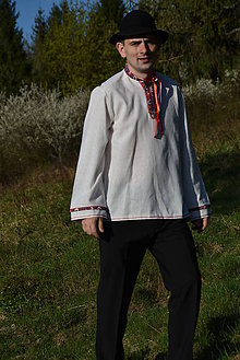 Blúzky a košele - Folklórna pánska košeľa - 9453293_