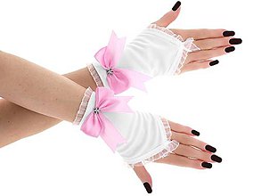 Rukavice - Dámské svadobné biele rukavice, spoločenské rukavičky 07B - 9455023_