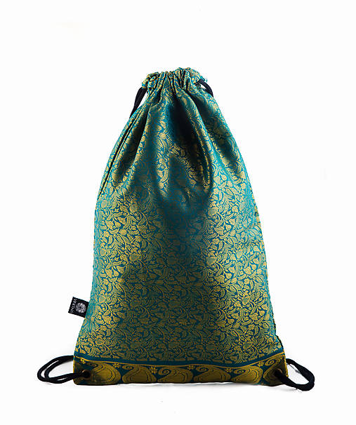 Batohy - Brokátový vzorovaný zelený batoh/ruksak VINITHA 15 - 9453443_