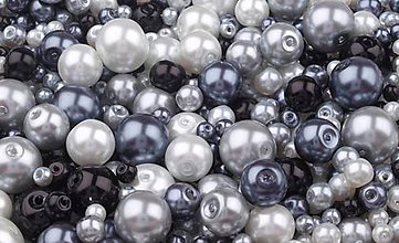 Korálky - Voskované perličky 50 g  - MIX (biela-sivá-čierna) - 9452599_