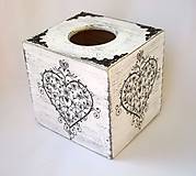 Úložné priestory & Organizácia - Krabica na vreckovky-ornamentové srdce-kocka - 9458609_