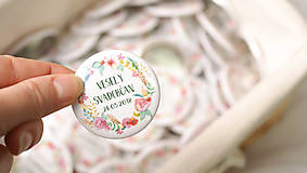 Darčeky pre svadobčanov - Svadobný odznak, svadobná brošňa, button - 9455963_