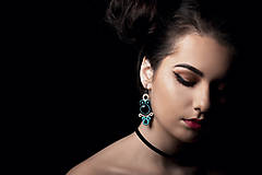 Náušnice - Tyrkysová noc - soutache náušnice - 9458676_