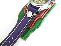 Náramky - Dámske hodinky, zelený, hedý, fialový kožený remienok - 9458524_