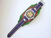 Náramky - Dámske hodinky, zelený, hedý, fialový kožený remienok - 9458527_