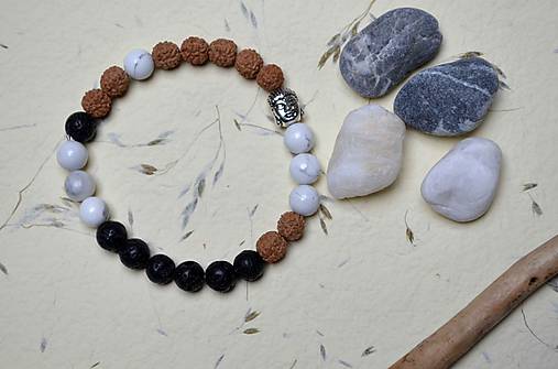 Náramky - Ochranný náramek -láva/rudraksha/magnezit ... - 9458635_