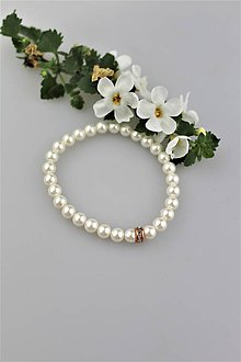 Náramky - perly swarovski náramok "biely kvet" - 9459395_