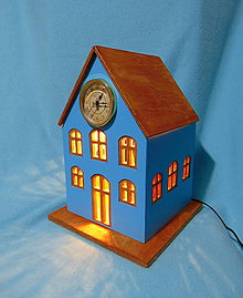 Dekorácie - Drevené hodiny V modrom dome sa svieti - 9460836_