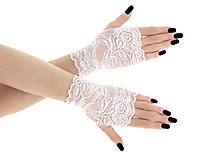 Dámské biele svadobné čipkové rukavice 014S
