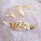 Opasky - svadobný kvetinový opasok krémový - 9462702_