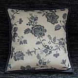 Úžitkový textil - Antracitové kvety na režnej - vankúš(2) 40x40 - 9464574_