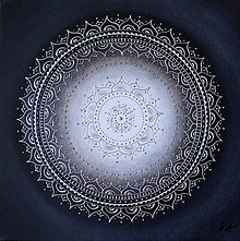 Obrazy - Mandala KVET ŠŤASTIA BIELY (silver) 40 x 40 - 9466704_