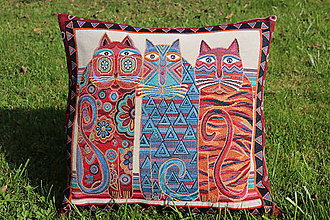 Úžitkový textil - Polštář- Tři barevné kočky - 9465903_