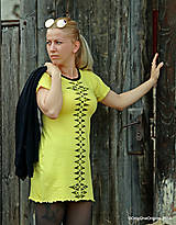 Šaty - Dámske šaty mini, šité, maľované, etno LESSIEN - 9471231_