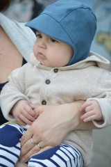 Detské čiapky - Baby čepiec 100% ľan-petrolejový - 9473955_