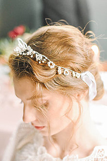 Ozdoby do vlasov - Perlová čelenka na svadbu #308 - 9474911_
