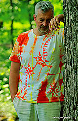 Pánske oblečenie - Pánske tričko batikované, maľované, etno SOL - 9480390_