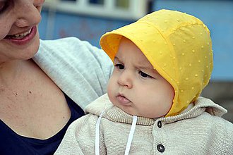 Detské čiapky - Ultraľahký čepček batist & žltá - 9483695_