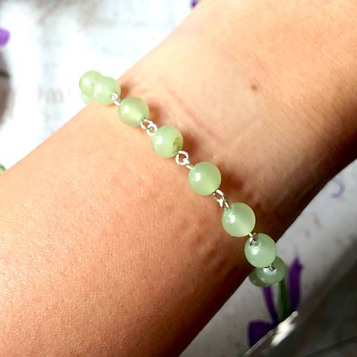 Rosary Silver AG925 Nephrite Bracelet / Strieborný ruženec na ruku alebo do auta s nefritom /A0027