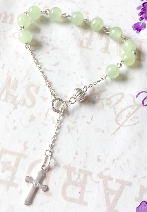 Rosary Silver AG925 Nephrite Bracelet / Strieborný ruženec na ruku alebo do auta s nefritom /A0027