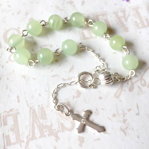 Rosary Silver AG925 Nephrite Bracelet / Strieborný ruženec na ruku alebo do auta s nefritom /A0027