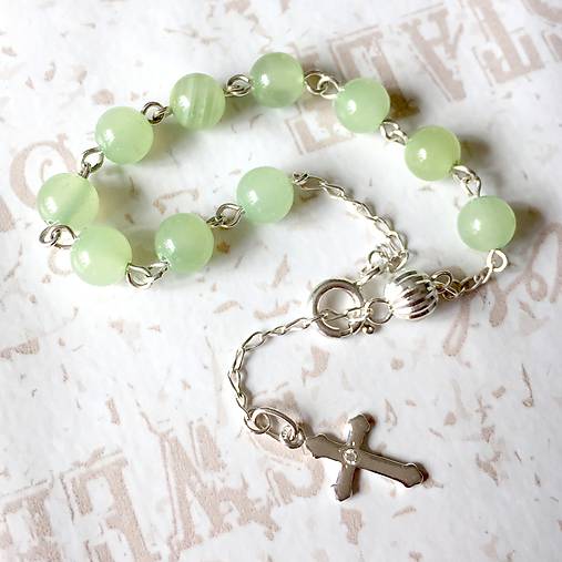 Rosary Silver AG925 Nephrite Bracelet / Strieborný ruženec na ruku alebo do auta s nefritom /A0027