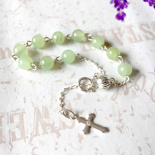 Rosary Silver AG925 Nephrite Bracelet / Strieborný ruženec na ruku alebo do auta s nefritom /A0027