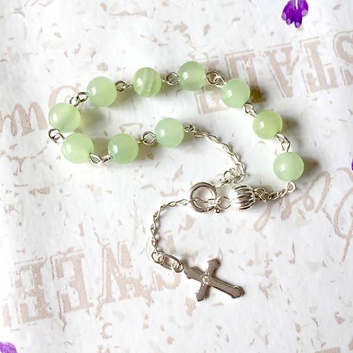 Rosary Silver AG925 Nephrite Bracelet / Strieborný ruženec na ruku alebo do auta s nefritom /A0027