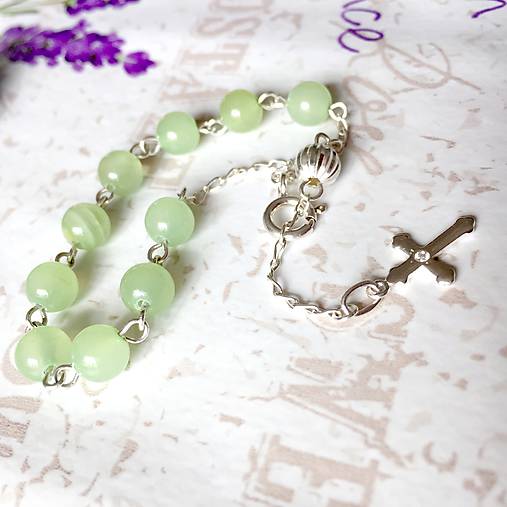 Rosary Silver AG925 Nephrite Bracelet / Strieborný ruženec na ruku alebo do auta s nefritom /A0027