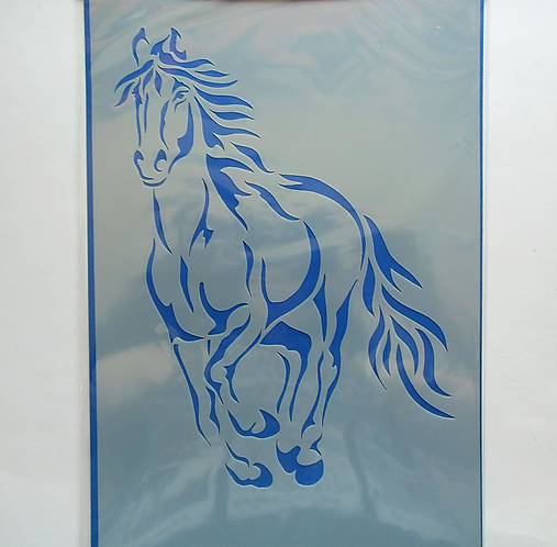 Šablóna - 20x30 cm (cválajúci kôň, koník, horse, hriva, kopyto)